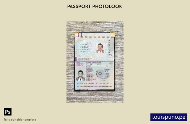 Plantilla de apariencia fotográfica de versión de pasaporte de Suecia lista para